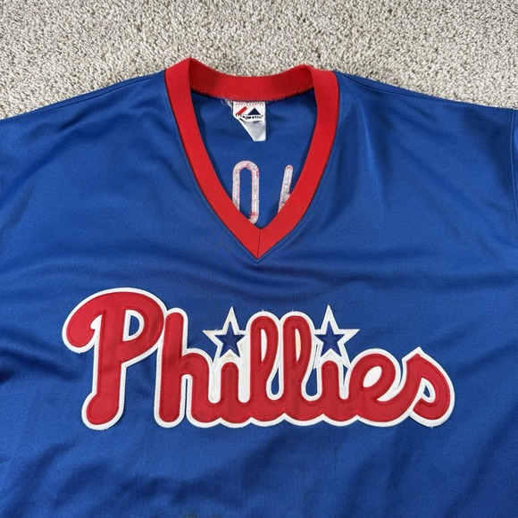 Vintage Jim Thome Phillies Majestic‎ Jersey Mens 3XL Blue Logo Script Y2K USA - Picture 2 of 16